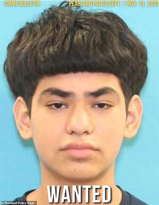 Pearland police have issued an arrest warrant for 19-year-old David Negrete (pictured) for aggravated assault with a deadly weapon in connection with the mass shooting at Cole's Flea Market in Texas on Sunday.