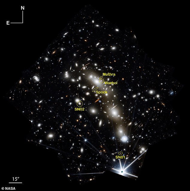 Where the lights flicker: These newly discovered lights are actually so-called transient objects, phenomena that brighten dramatically and then fade, hence the twinkling.  Pictured are the areas where astronomers discovered the transients