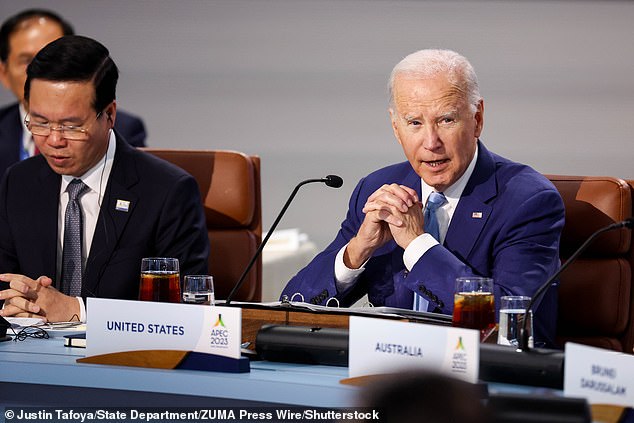 Joe Biden, seen at the APEC Summit on Thursday, met with TikTokers to explain student loan forgiveness — just part of the outreach the White House is trying to do for Gen-Z