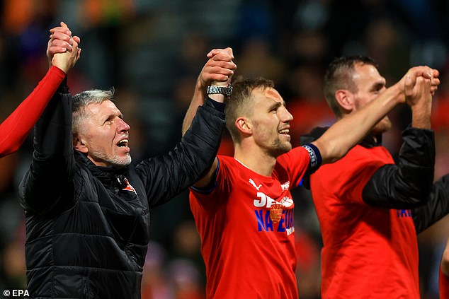 West Ham star and Czech captain Tomas Soucek celebrate qualifying for Euro 2024