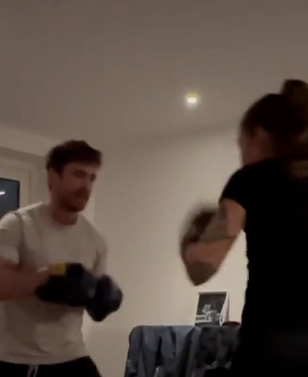 Former rugby star Danny Cipriani was spotted video boxing and sparring with a stunning model, days after announcing the end of his marriage