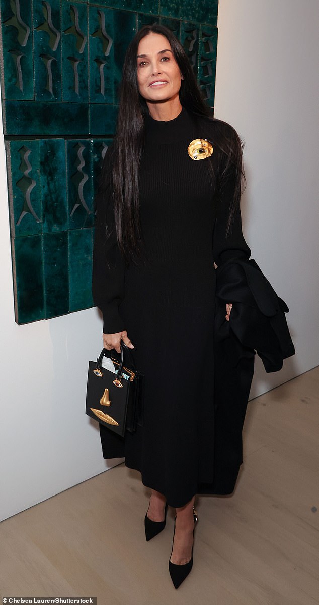 Starry: Demi Moore was among the stars who attended the grand opening of Salma Hayek's brother Sami's new Frequency art exhibition, now on view at Christie's in Beverly Hills