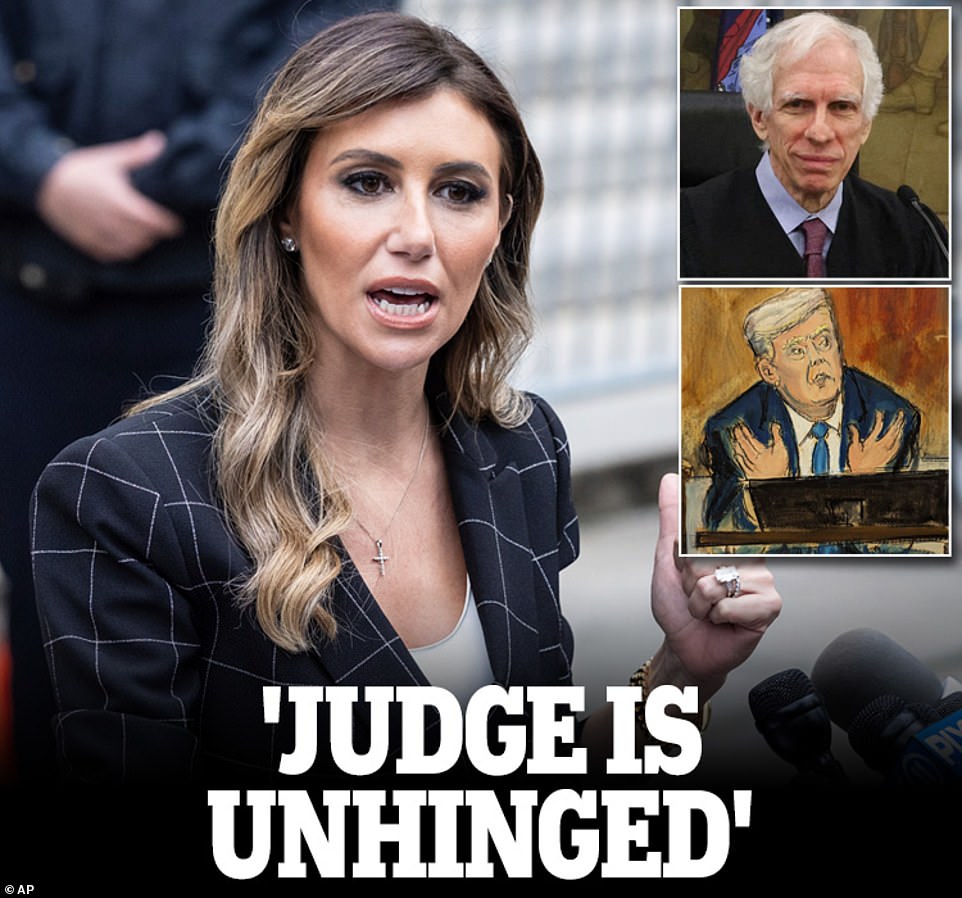 Former President Trump's lawyer Alina Habba criticized Judge Arthur Engoron for his behavior in court, accusing him of losing his temper by slamming the table and ordering her to sit down during Trump's impeachment.  Habba assertively claimed outside the courthouse that Engoron had assumed Trump's guilt in fraud prior to the hearing.