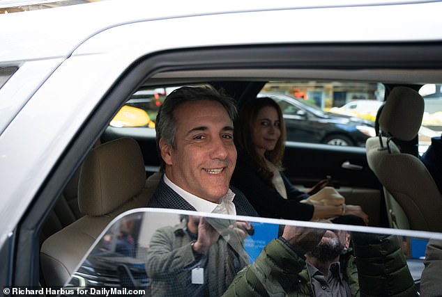 A grinning Michael Cohen, 57, was seen in court for the fourth week of Trump's $250 million fraud trial