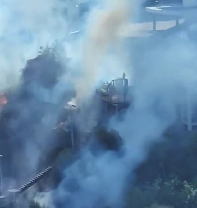 A large fire near Jacob's Ladder (above) in central Perth was brought under control shortly after 4pm on Thursday