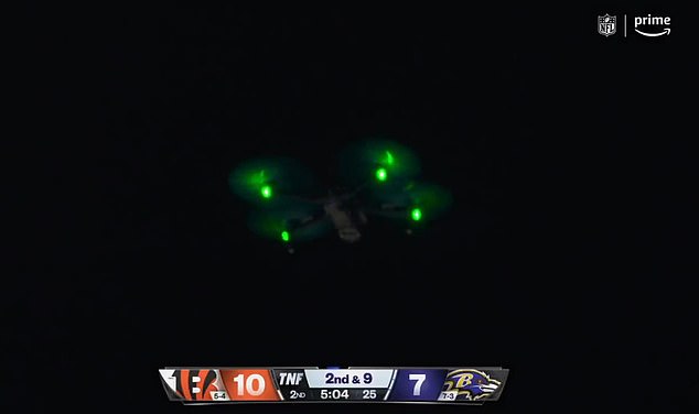 During Thursday Night Football, a drone appeared over M&T Bank Stadium