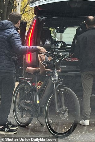 The actor appeared to be letting off steam during a morning bike ride