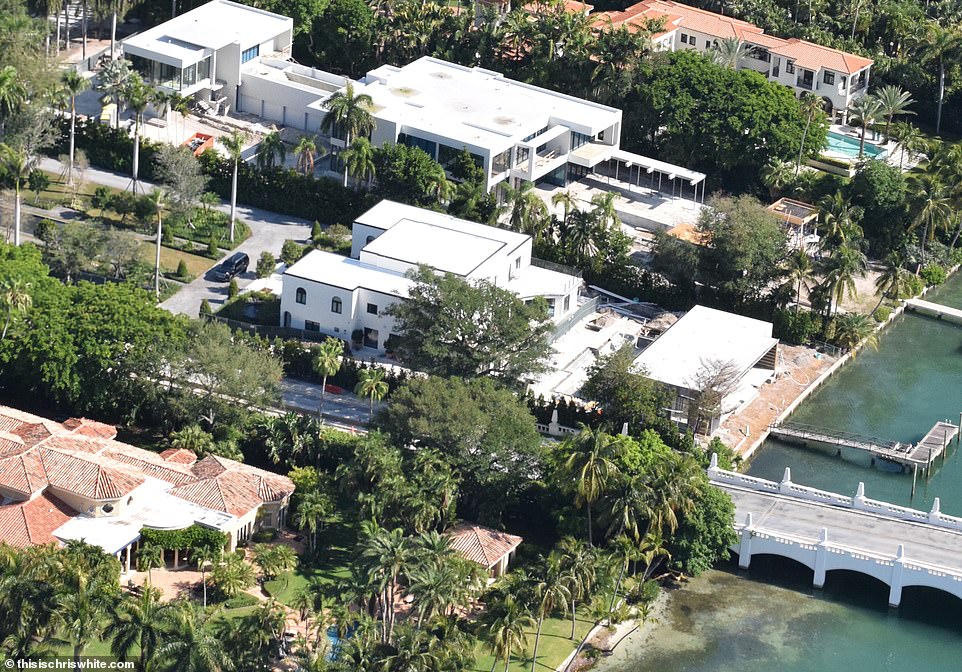 The exclusive Indian Creek Island in Miami Beach is known as 'Billionaire Bunker'.  The couple spent two years sparing no expense as they gutted and redecorated their new home, which boasts six bedrooms and eight and a half bathrooms.