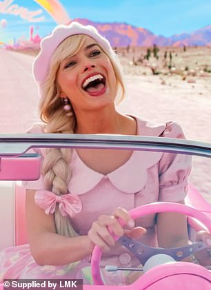 Margot Robbie as the titular character in a scene from Barbie