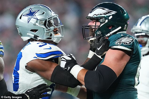 Eagles veteran Jason Kelce was seen screaming in the face of a Cowboys defender on Sunday