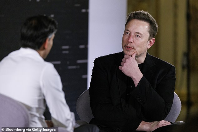 Elon Musk, pictured in conversation with British Prime Minister Rishi Sunak on November 2, said the online commentator who accused the Jewish people of hating white people was telling 