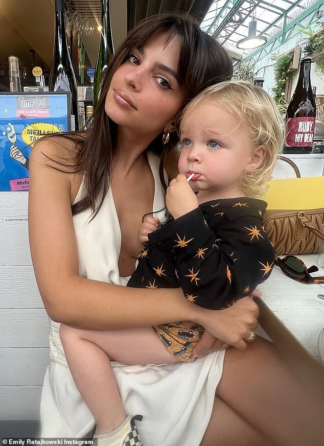 Proud mom: Absent from the stroller was Ratajkowski's son Sylvester, two, whom she shares with her estranged husband, Sebastian Bear-McClard