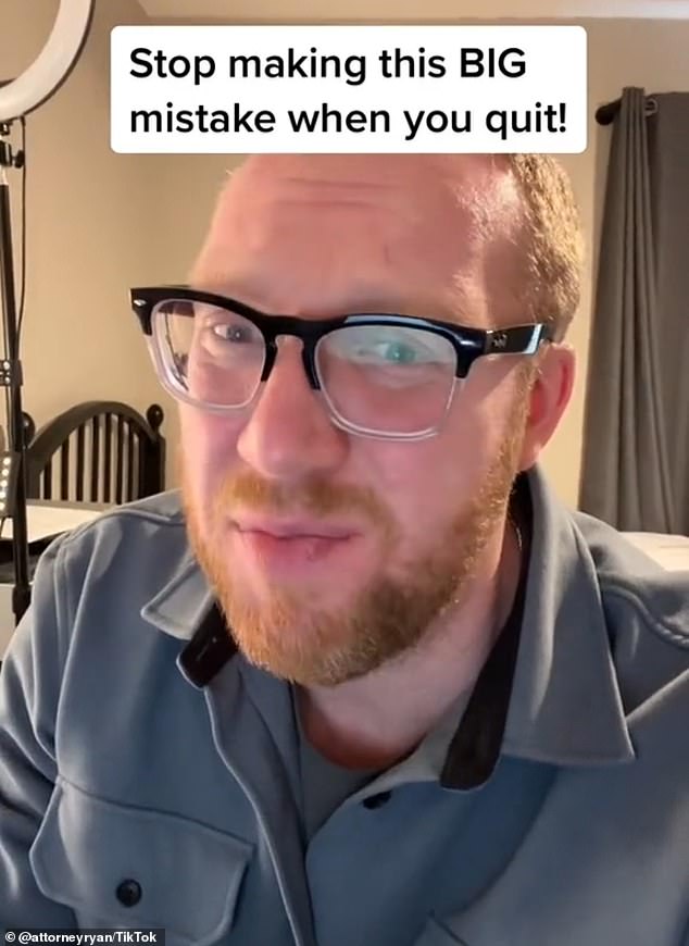 San Diego resident Ryan Stygar shared a 44-second video on TikTok advising viewers to 'stop making this big mistake when you quit'