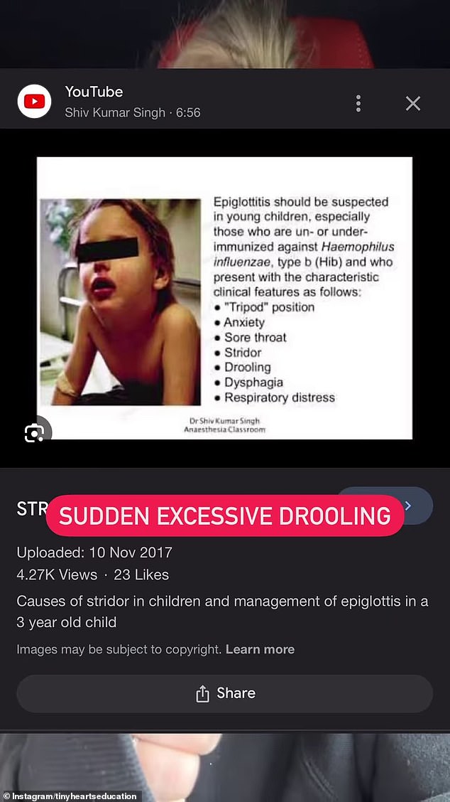 Ms Jurcutz shared some symptoms of the disease in a video on the Tiny Hearts Instagram page (pictured)