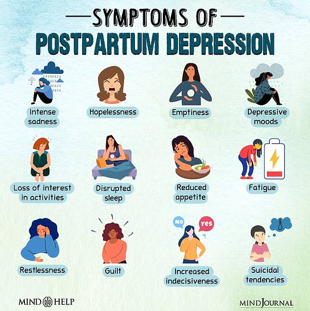 Women suffering from postpartum depression often experience sadness, hopelessness, emptiness and depression