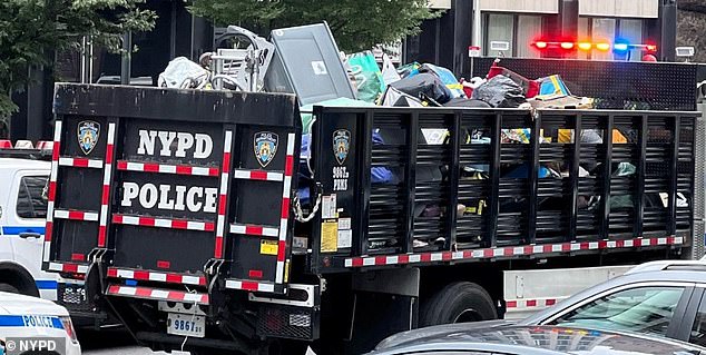 An NYPD truck was carrying hundreds of illegal merchandise sold on Canal Street in August