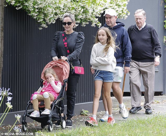 Fifi Box enjoyed a family outing on Monday.  The radio star was accompanied by her father, brother and two children, Trixie, 10, and Daisy, four.  All depicted