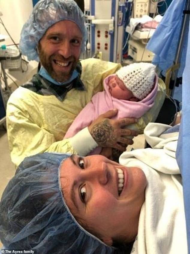 Britteney Ayres, from Cambridge, Ontario, gave birth to Sonny, who weighed 14 pounds and eight ounces – almost twice the size of the average baby