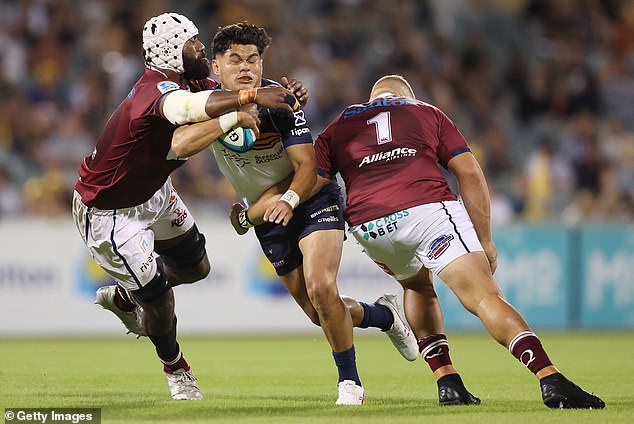 The assurance comes amid claims of a 'hostile takeover' by the national governing body, with Brumbies CEO Phil Thomson accusing RA of a lack of transparency (pictured, Brumbies star Noah Lolesio)