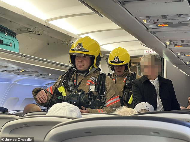 Two firefighters were seen boarding a British Airways plane at Heathrow Terminal 5 in October when similar 'fumes' were spotted on board