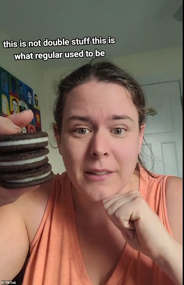 A TikToker filmed herself opening a pack of Double Stuf Oreos and comparing the filling to a regular Oreo: she wasn't impressed