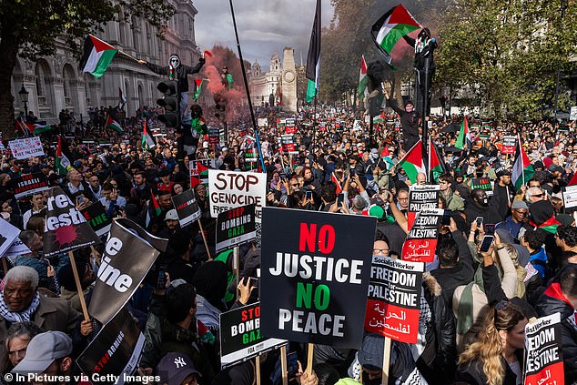 Pro-Palestinian protesters attended a rally near Downing Street last month in support of Palestine