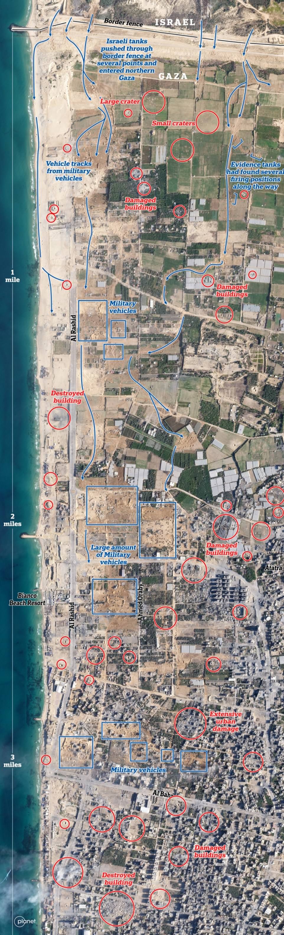 Gaza ground invasion revealed inch by inch Incredibly detailed satellite image shows