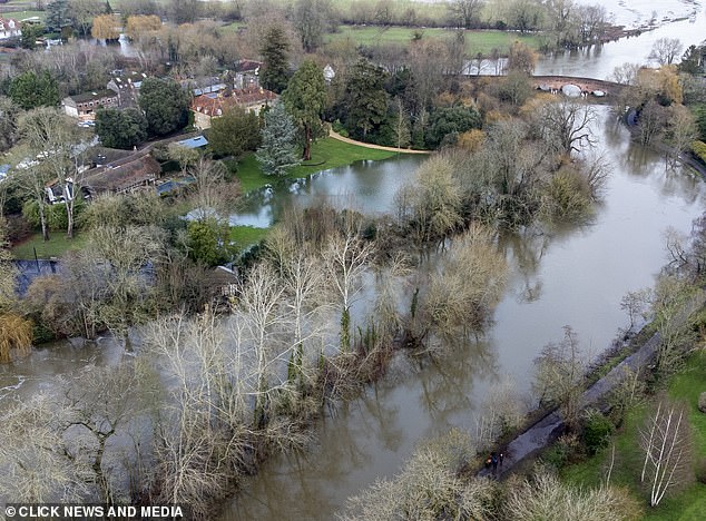 JANUARY 17: The Clooneys' home pictured at the start of the year when the Thames burst its banks after huge amounts of rain
