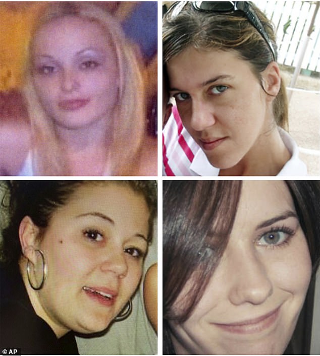 Melissa Barthelemy, top left, Amber Costello, top right, Megan Waterman, bottom left, and Maureen Brainard-Barnes.  Authorities on Long Island vow to continue investigating Gilgo Beach murders after charging an architect in the deaths of three of 11 victims