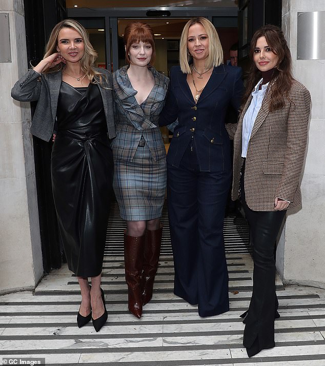 Radiant!  Girls Aloud made their first appearance since confirming their reunion when they went on Zoe Ball's radio show on Thursday morning