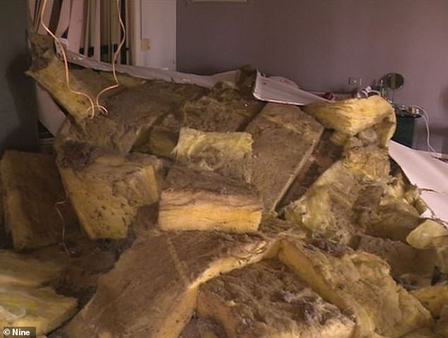 A grandmother is lucky to be alive after her ceiling collapsed on her as she slept