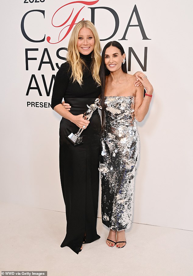 BFFS: Gwyneth Paltrow and Demi Moore are very good friends.  On Monday night, the actresses were seen arm-in-arm in New York City at the CFDA Fashion Awards