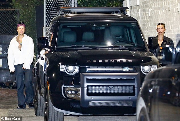 Date night: Hailey and Justin Bieber were spotted in Hollywood on Thursday for a fun date night