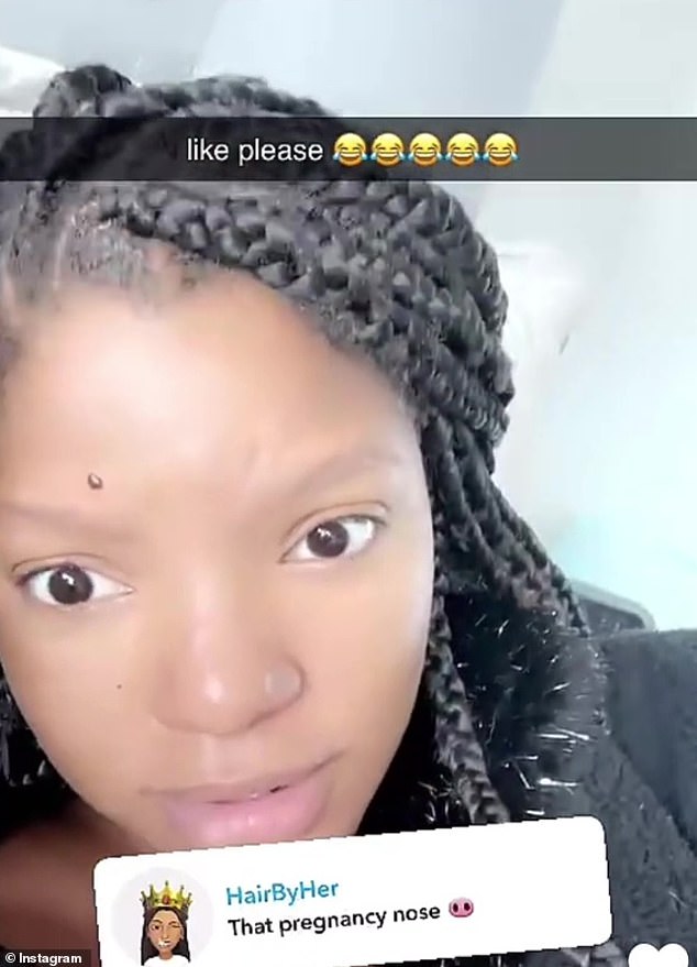 Defending herself: Halle Bailey clapped back after a fan commented on her appearance amid speculation about the star's pregnancy