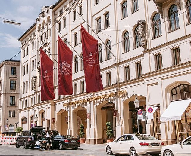 The former Tottenham star, who earns around £415,000 a week, has been staying in a £10,000-a-night suite at the Vier Jahreszeiten Kempinski Hotel in Munich (above) since August.