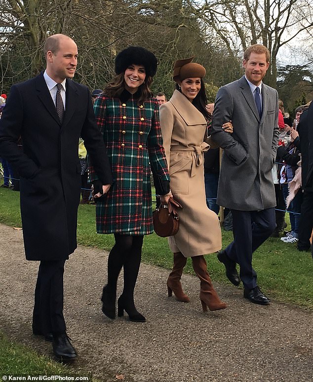 Harry and Meghan may have said they would accept a Christmas invite to Sandringham, but it is unlikely they would be welcomed with open arms, insiders claimed last night (pictured on Christmas Day 2017)