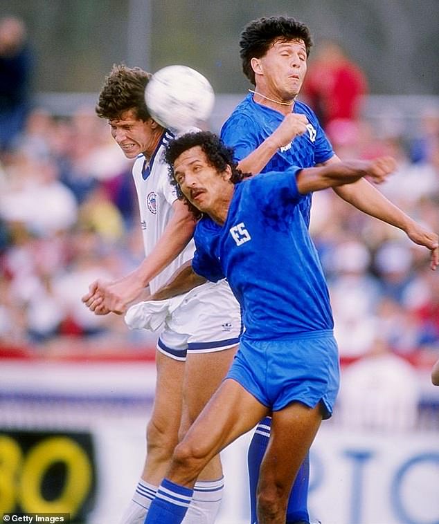 A number of footballers have developed dementia and chronic traumatic encephalopathy (CTE), a degenerative brain disease that occurs in people with a history of repetitive brain trauma.  In the photo: Bruce Murray heads during a match