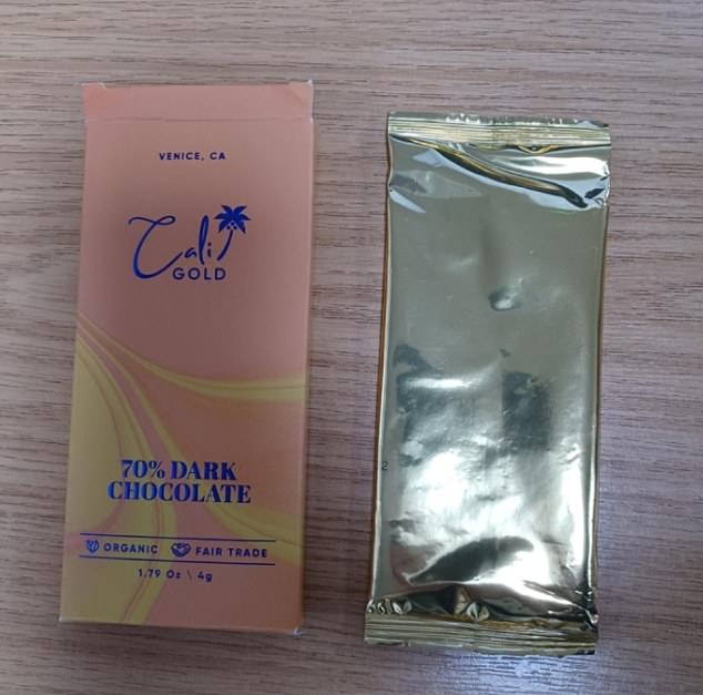 Cali Gold 70 percent dark chocolate bars – wrapped in gold foil and in an orange box – were sold at Mansfield Market in Nottinghamshire on Saturday