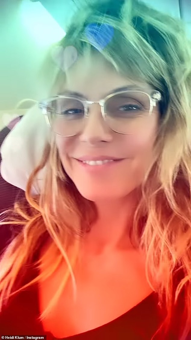 Ready to go: Klum later shared a series of videos to her Instagram account, one of which showed her on a plane