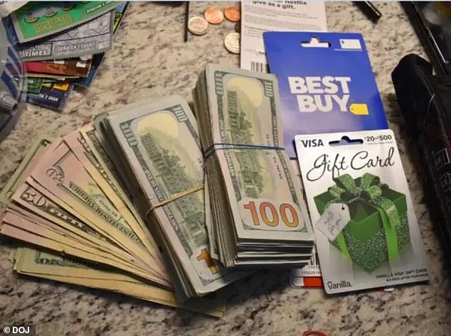 Large amounts of lube, condoms, false eyelashes, sixteen cell phones, millions of dollars in cash and dozens of gift cards were among other evidence.