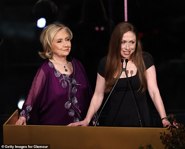 Two-thirds of the former first family took the stage in New York City on Tuesday night to present the Glamor Woman of the Year award