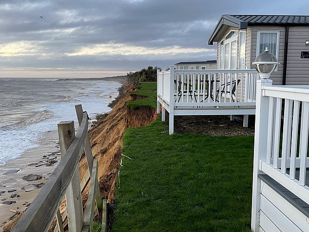 A chalet is 'perilously close to the edge' after major erosion in Lowesoft, Suffolk