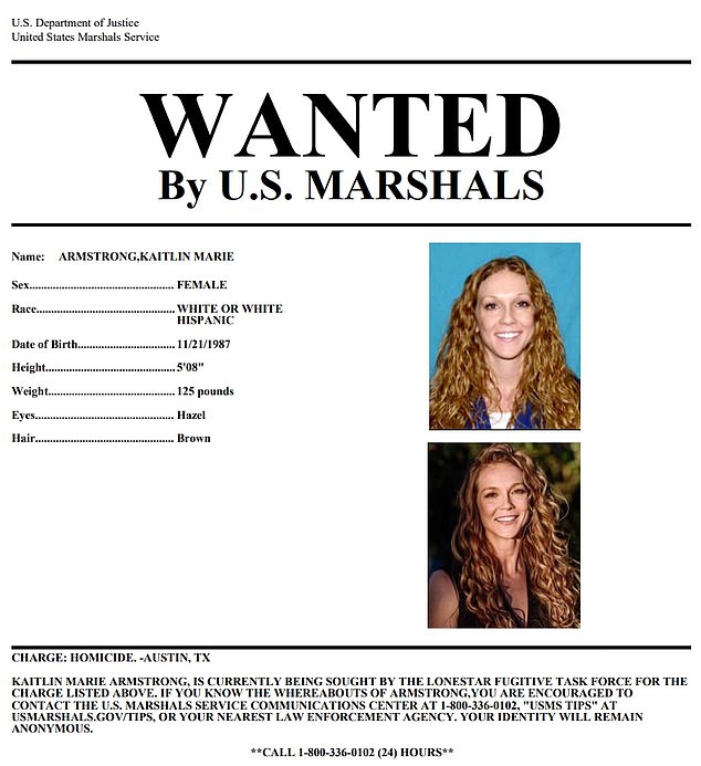 US Marshals launched a massive manhunt for Armstrong after she fled, who remained on the run for 43 days before being extradited to the US from Costa Rica