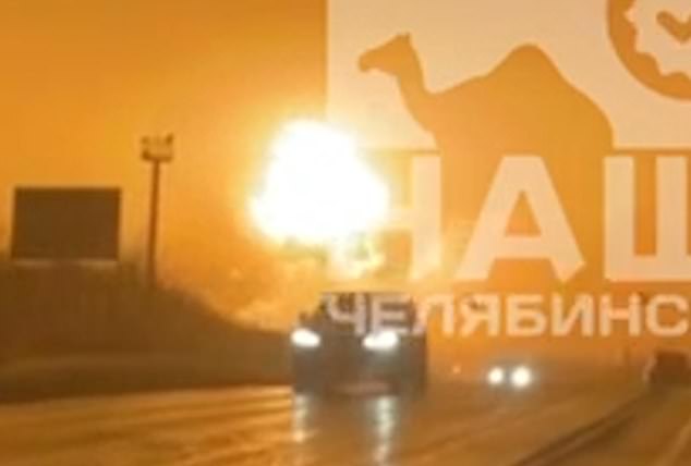 The massive explosion at the Chelyabinsk tractor factory lit up the night sky late on Sunday