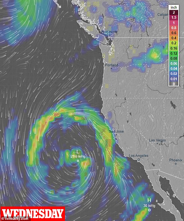 The storm will hit California on Wednesday