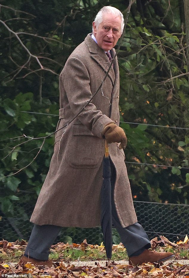 King Charles III visits St Mary Magdalene Church in Sandringham, Norfolk yesterday