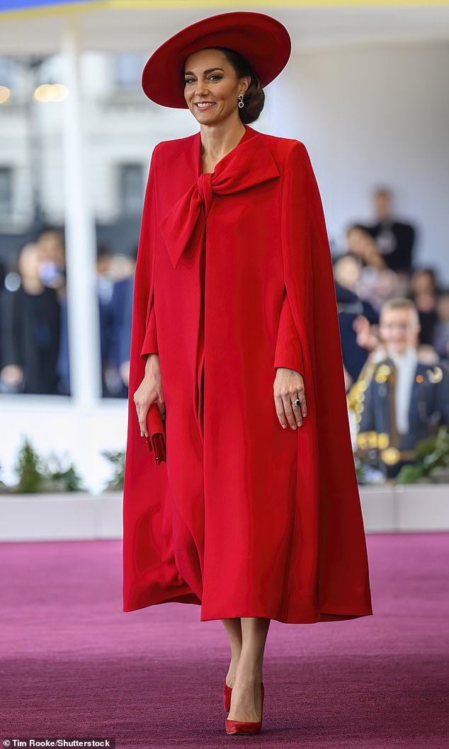 Kate is driving again!  The Princess of Wales stole the show in her Catherine Walker cape at Buckingham Palace