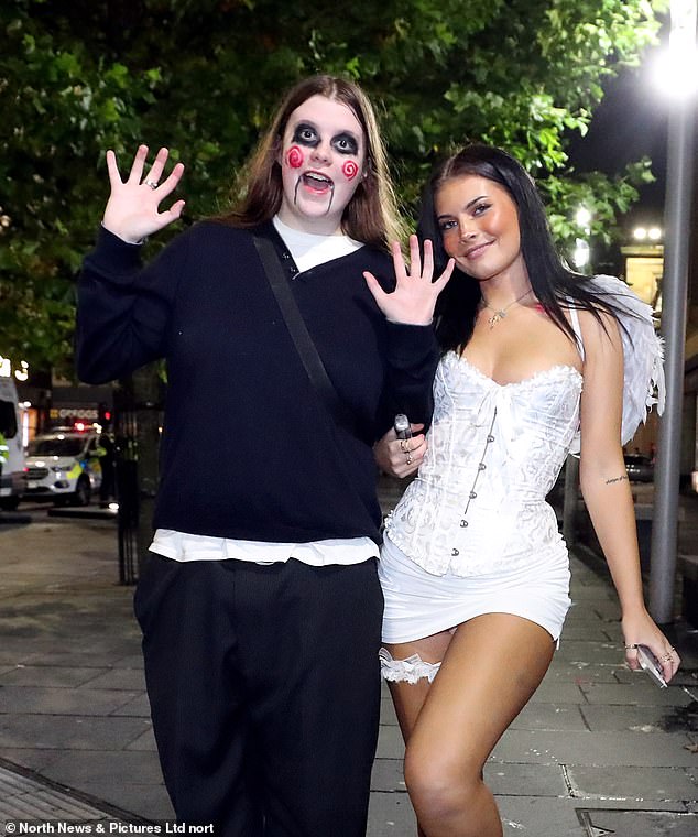 It was certainly a scary night to be out on the British High Street last night (Photo: Two revelers in Newcastle)