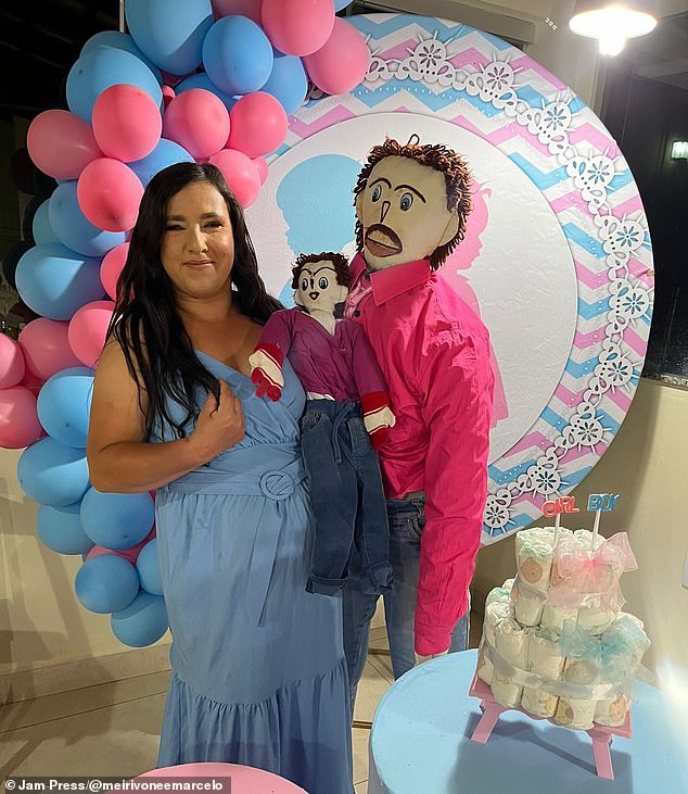 A woman who 'married' a rag doll has organized a gender reveal party for her second rag doll child weeks after attending an ultrasound