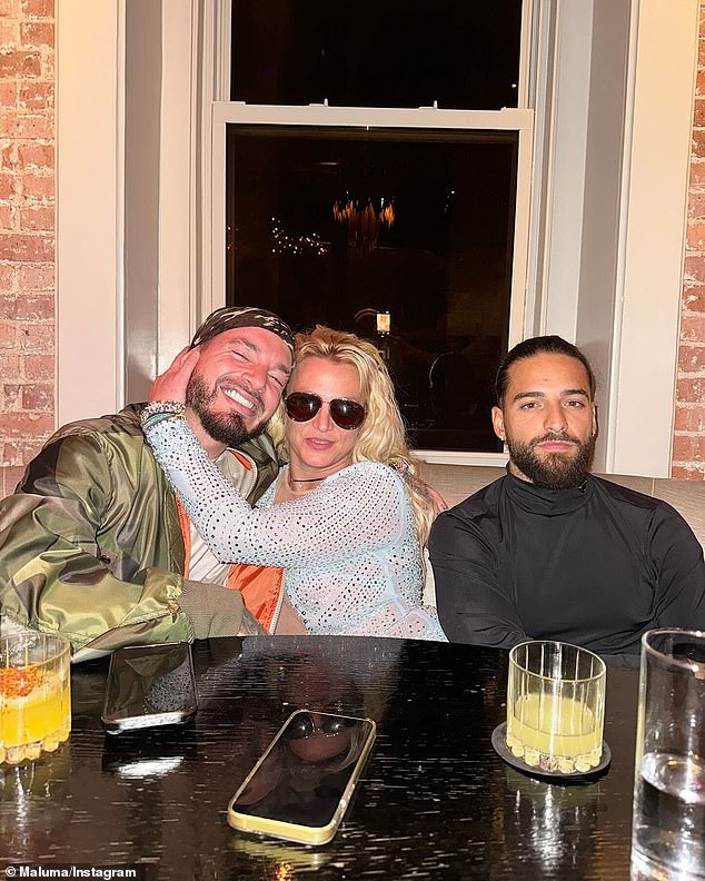 Spill the beans!  Six weeks after meeting Britney Spears (M, photo October 11), J Balvin (L) finally reveals what happened the night he and Maluma (R) enjoyed a late night sushi dinner with her at private club Zero Bond in Manhattan's Noho neighborhood.